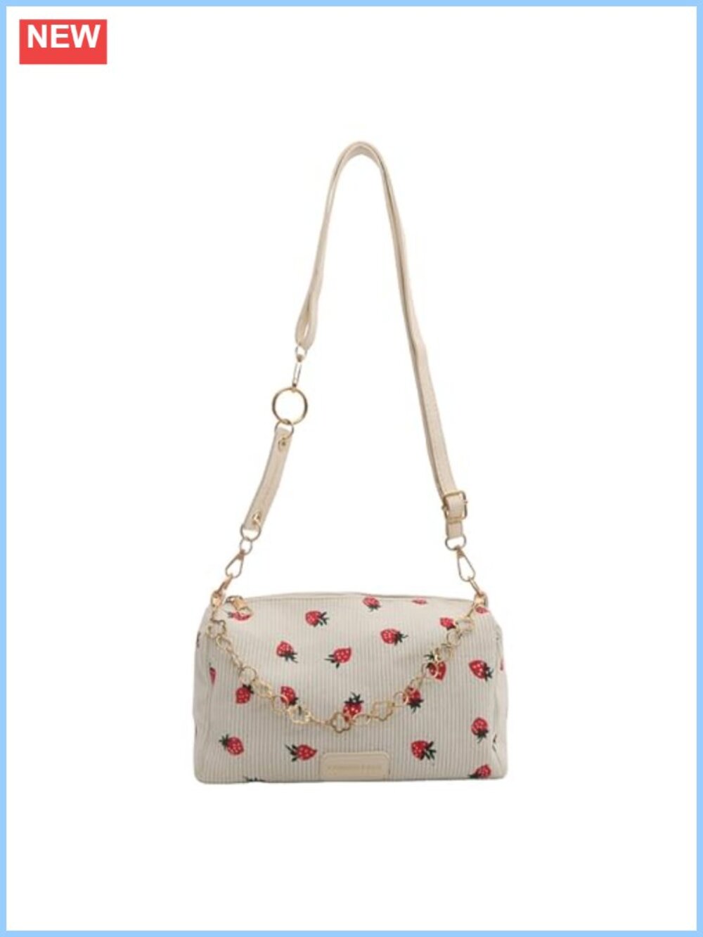 Corduroy Crossbody Tote Bag with Chain Strap